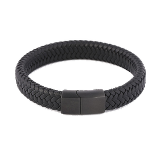 潮牌个性皮绳鱼鳞手链男款简约手镯复古朋克潮流手饰黑色男生手环