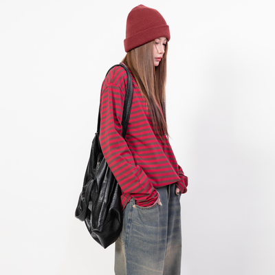 亨利条纹T恤韩版打底长袖