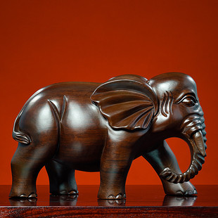 饰客厅酒柜办公桌木象摆设 黑檀木雕大象摆件一对实木工艺品家居装