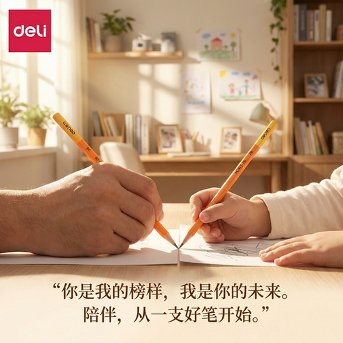 得力六角杆铅笔HB/2B可选小学生专用考试书写顺滑不易断芯环保木杆铅笔文具用品