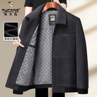 [啄木鸟]爸爸外套男春秋季中年雪尼尔夹克2026新款春装中老年人上