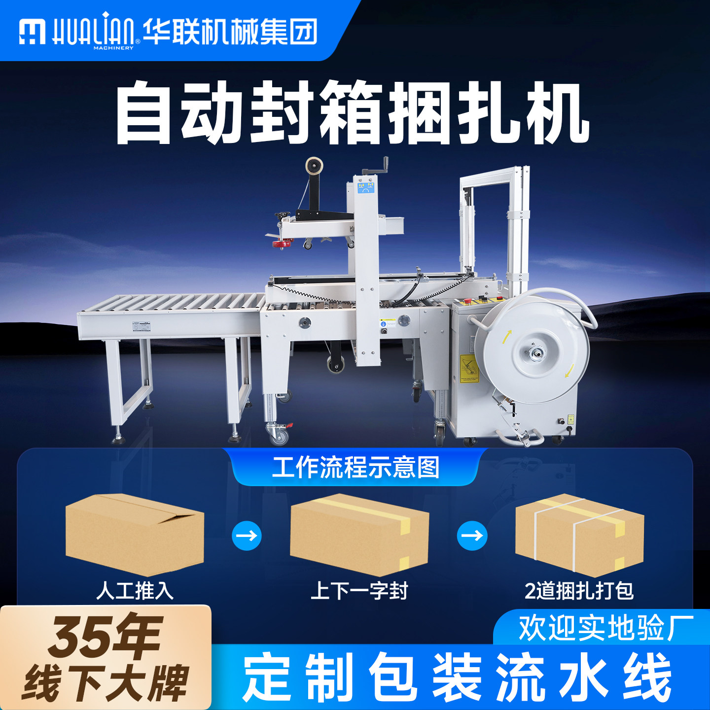 华联全自动封箱打包一体流水线图片