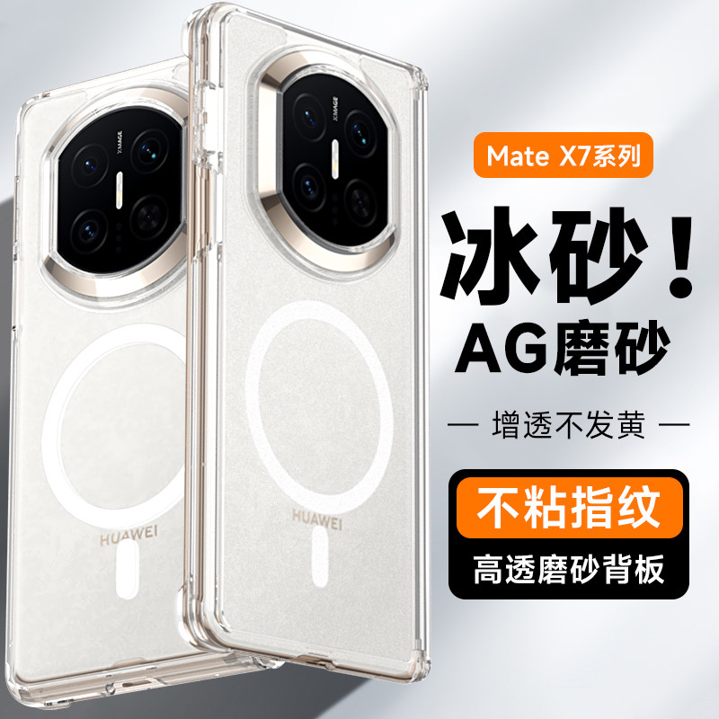 适用华为matex7手机壳透明磁吸