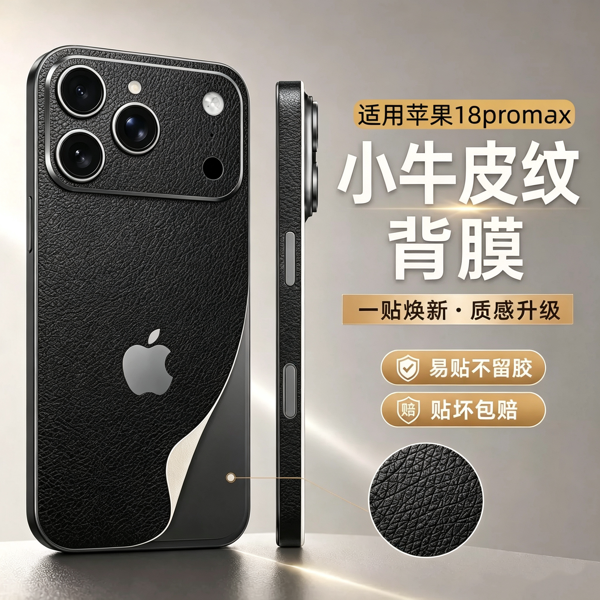 18promax小牛皮纹手机后膜全边框