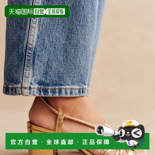 自营欧洲直邮Sezane 女士金色羊皮高跟鞋休闲凉鞋新款