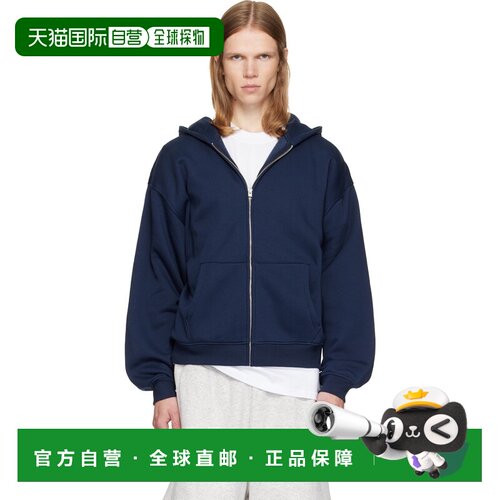 香港直邮SKIMS 男士 海军蓝 Fleece Lounge Relaxed Zip Up 连帽