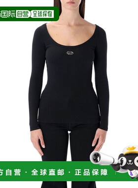 香港直邮Diesel 迪赛 女士 Oval-D 長袖羅紋上衣 A199090JMBA长袖