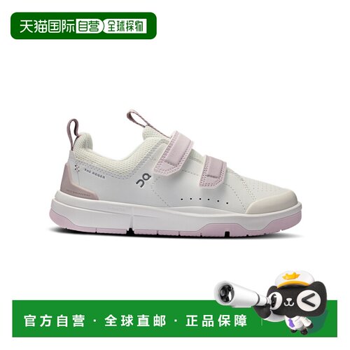欧洲直邮ON昂跑 THE ROGER儿童象牙白/浅粉色聚酰胺魔术贴运动鞋