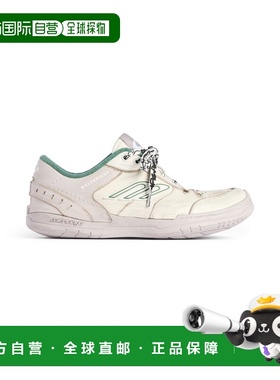 欧洲直邮BALENCIAGA 男士 Hamptons 做旧款中帮运动鞋，米色/绿色