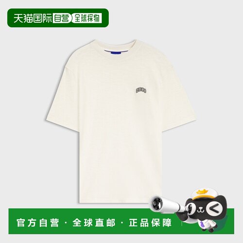 自营欧洲直邮HUGO BOSS雨果 男士米白色棉质大学徽标常规T恤