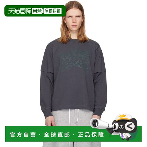 1h可退 香港直邮Sacai 男士 灰色 geoff sacai 系列印花长袖 T恤