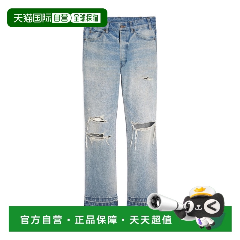 香港直邮Celine 徽标牛仔裤 2N822033S.腰带 直筒裤休闲舒适