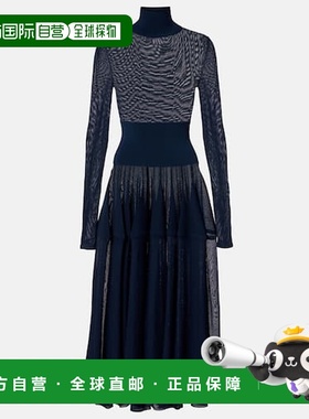 1h可退 香港直邮alaia 女士 透视中长连衣裙 blue蓝色 舒适时尚