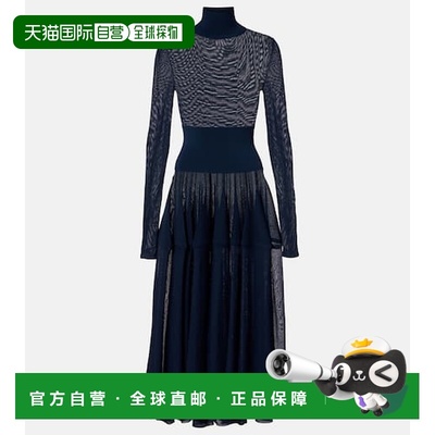 1h可退 香港直邮alaia 女士 透视中长连衣裙 blue蓝色 舒适时尚