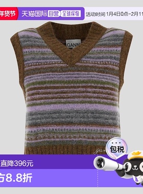 1h可退 香港直邮GANNI 甘尼 女士 刺绣弹力羊驼毛混纺背心 K23562
