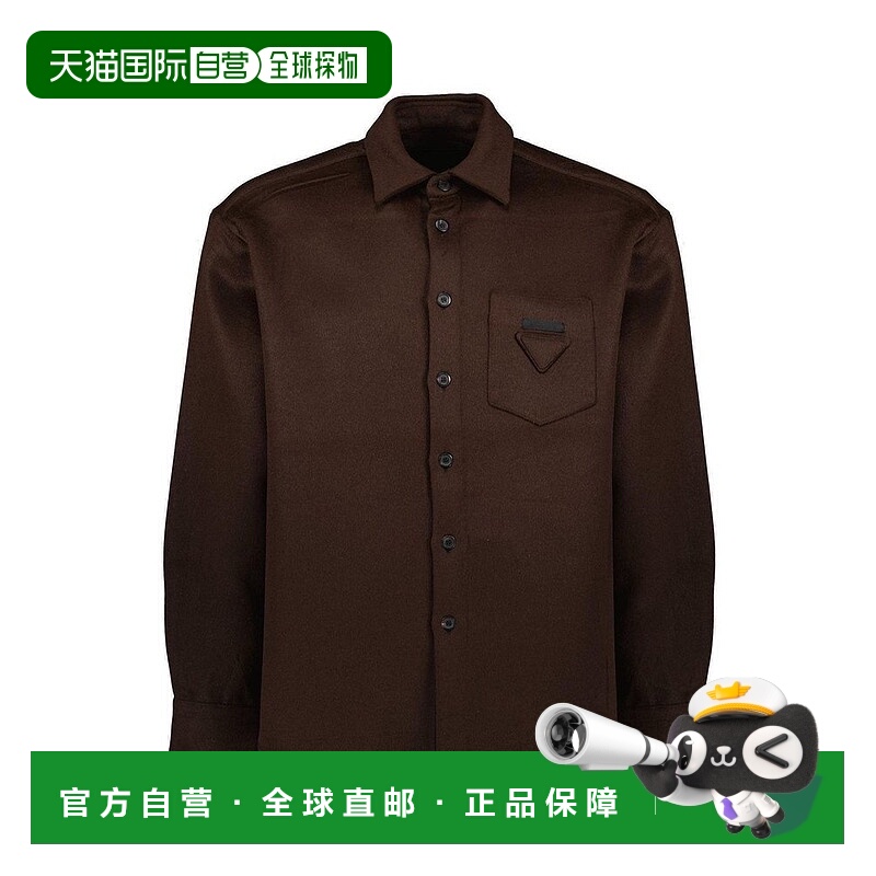 1h可退 香港直邮Prada 普拉达 男士 三角形標誌貼片襯衫 SC822SOO