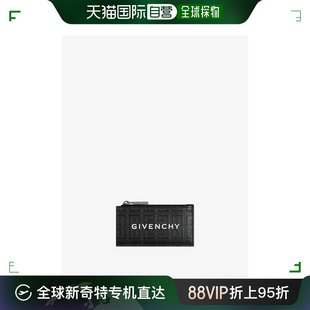 Givenchy纪梵希男士 卡包黑色涂层软皮帆布带拉链时尚