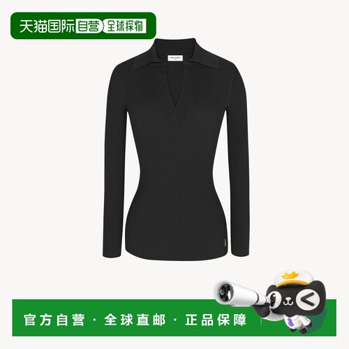 自营欧洲直邮YSL圣罗兰 CASSANDRE系列女士黑色粘胶纤维logo标识