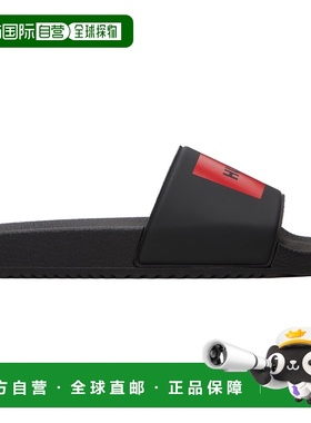 1h可退 香港直邮boss 雨果 男士 黑色 Logo Strap 拖鞋 50548061