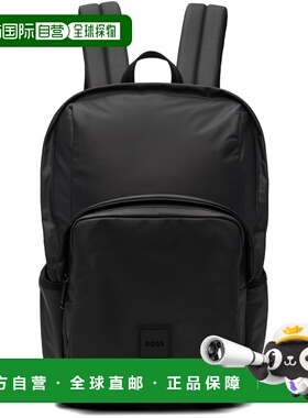 香港直邮BOSS 波士 男士 黑色 Coated Canvas Logo 双肩包 505481