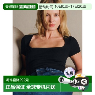自营欧洲直邮Sezane 女士黑色棉质T恤短袖