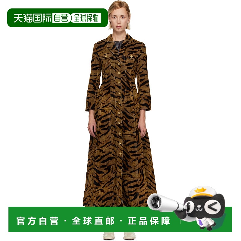 香港直邮GANNI 甘尼 女士 棕色 Tiger Print 连衣裙 J1867