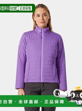 自营欧洲直邮Helly Hansen 女士紫色聚酯船员保暖航海夹克2.0