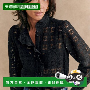 自营欧洲直邮Sezane 女士黑色棉/聚酯纤维泡泡袖长袖衬衫新款