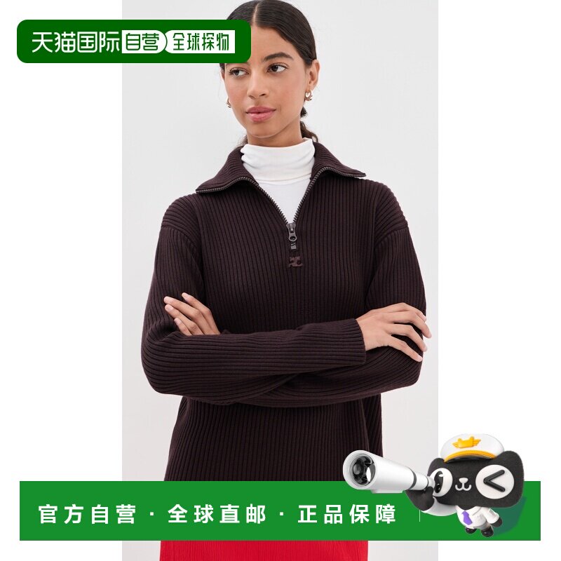 美国直邮Courreges 女士 罗纹美利奴羊毛卡车毛衣