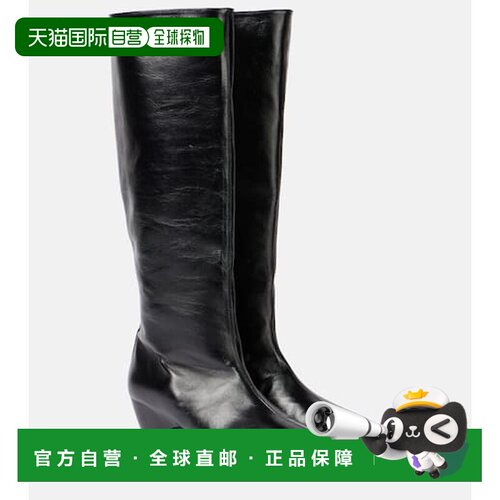 1h可退 香港直邮KHAITE 女士 Sybil 40 皮质及膝靴子 black黑色