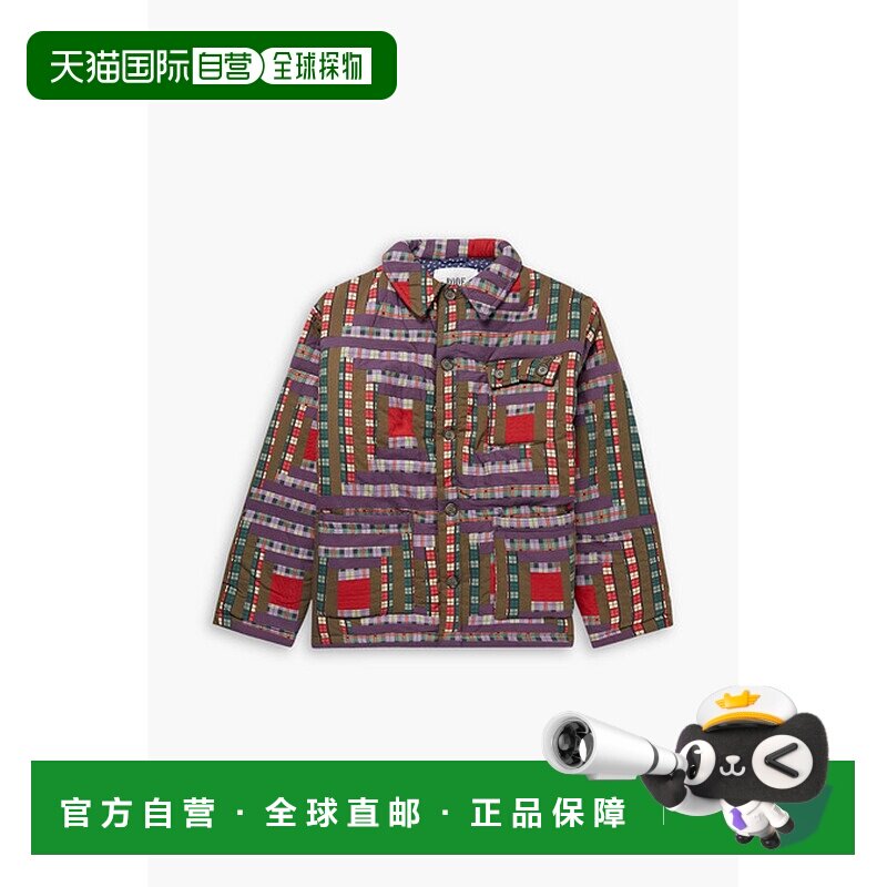 香港直邮Bode 男士 Log Cabin 拼布格纹棉质夹克 MRF22OW003PURPL