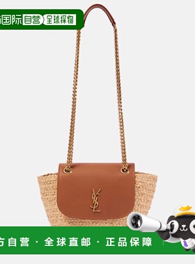 香港直邮Saint Laurent 圣罗兰 女士 Manon 迷你拉菲草编织皮革肩
