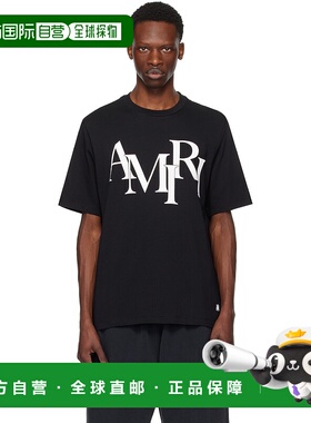 香港直邮AMIRI 男士 黑色 Staggered Logo T 恤 AMJYTE1149