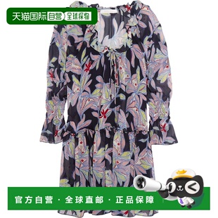 香港直邮chloe 女士 荷叶边印花真丝绉纱连衣裙 S7ERO17S7E025