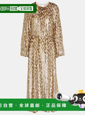 1h可退 香港直邮Simkhai 女士 Odina 豹纹中长连衣裙 001397