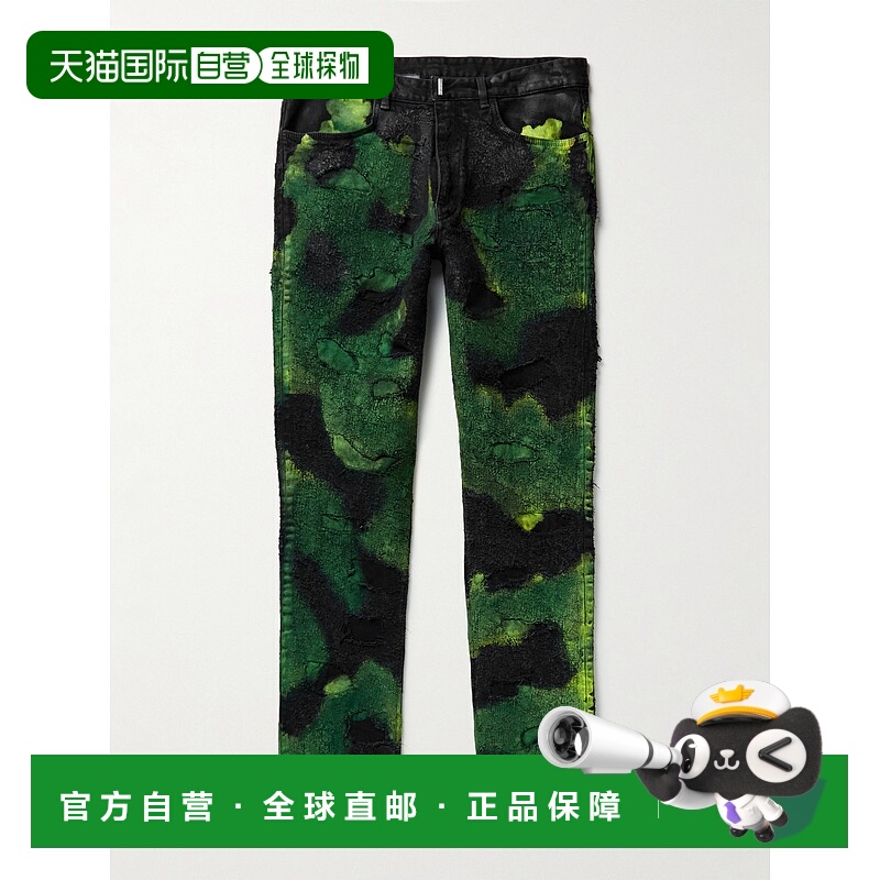 香港直邮Givenchy 纪梵希 男士 直筒磨破印花牛仔裤 BM50ST5Y2A