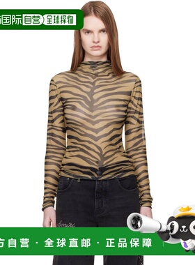 香港直邮AMIRI 女士 黄褐色 Zebra 长袖 T 恤 AWTOWO1006