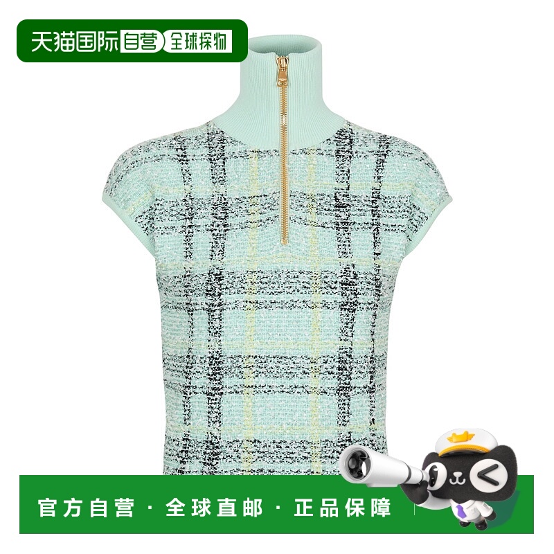 香港直邮Balmain 无袖格子粗花呢上衣 GF1GB025KJ56