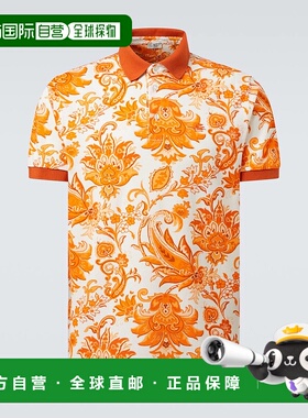 1h可退 香港直邮Etro 艾特罗 男士 印花棉质Polo衫 orange橙色 舒