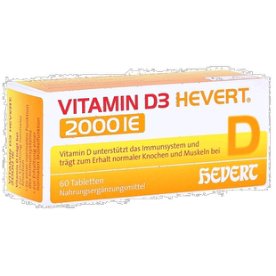 欧洲直邮德国药房HEVERT维D3补钙2000IE免疫力腰腿骨骼健康片60粒