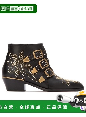 香港直邮Chloe 黑色Susanna扣环及踝靴子短靴女鞋 C16A13475