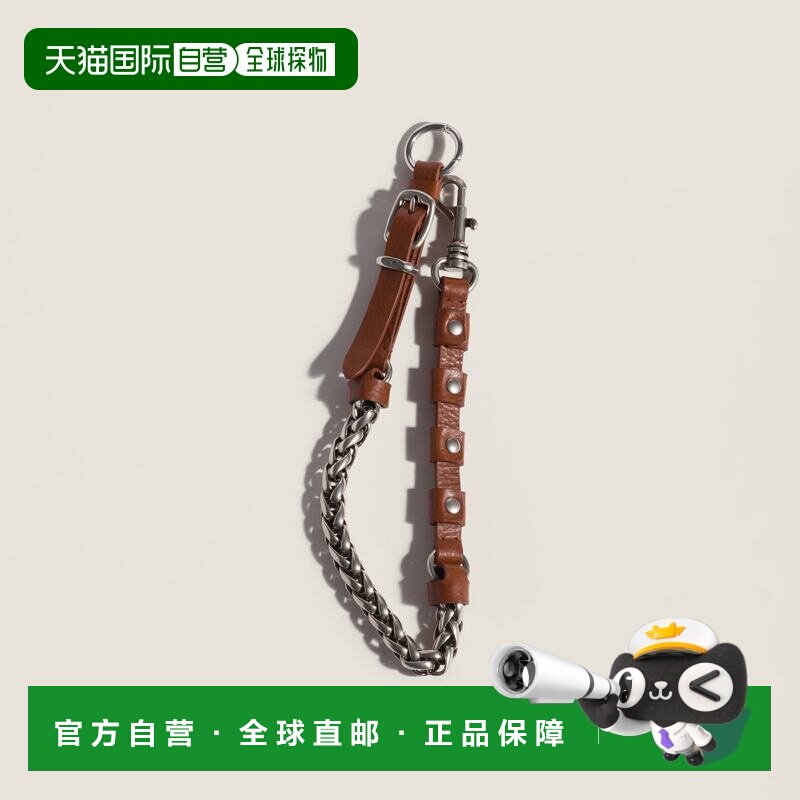 欧洲直邮MIUMIU（缪缪）皮革金属钥匙扣饰品