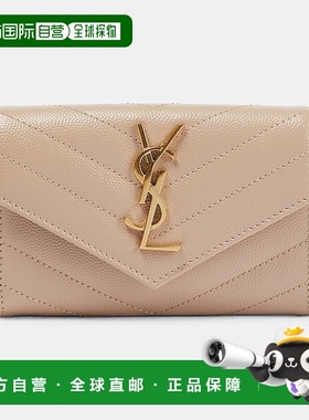 香港直邮Saint Laurent 圣罗兰 女士 交织图案小号皮革钱包 00112