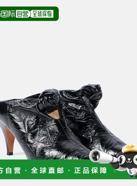 1h可退 香港直邮KHAITE 女士 Rowan 皮质凉拖 003622 black黑色