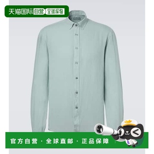 香港直邮Canali green绿色 康钠丽 亚麻衬衫 舒适时 男士 1h可退