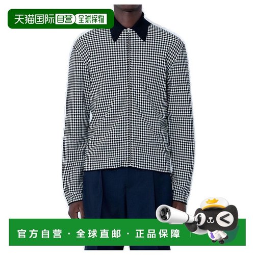 1h可退 香港直邮Jil Sander 吉尔 桑达 男士 千鳥格尖領拉鍊襯衫