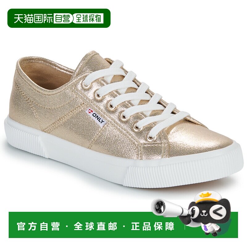 欧洲直邮Only鞋子女低帮板鞋金色ONLNICOLA CANVAS SNEAKER METAL