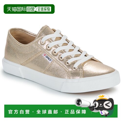 欧洲直邮Only鞋子女低帮板鞋金色ONLNICOLA CANVAS SNEAKER METAL