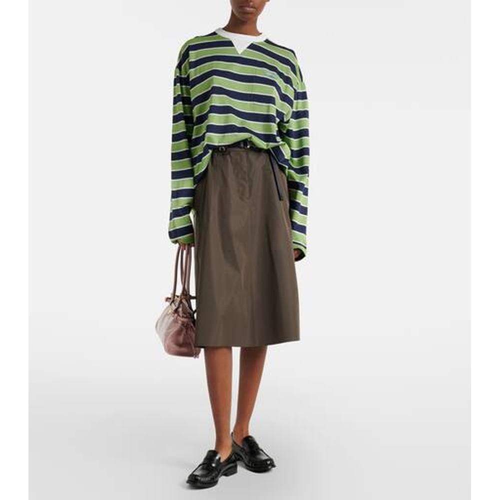 1h可退 香港直邮Prada 普拉达 女士 条纹棉质针织T恤 green绿色,女装/女士精品,T恤,淘宝优惠券,粉丝福利购,淘宝优惠卷