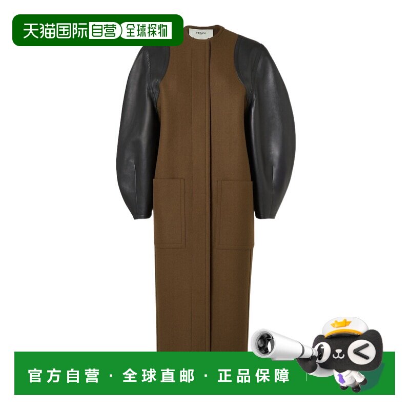 1h可退 香港直邮Fendi 长袖拼接大衣 FF6150AJ0K